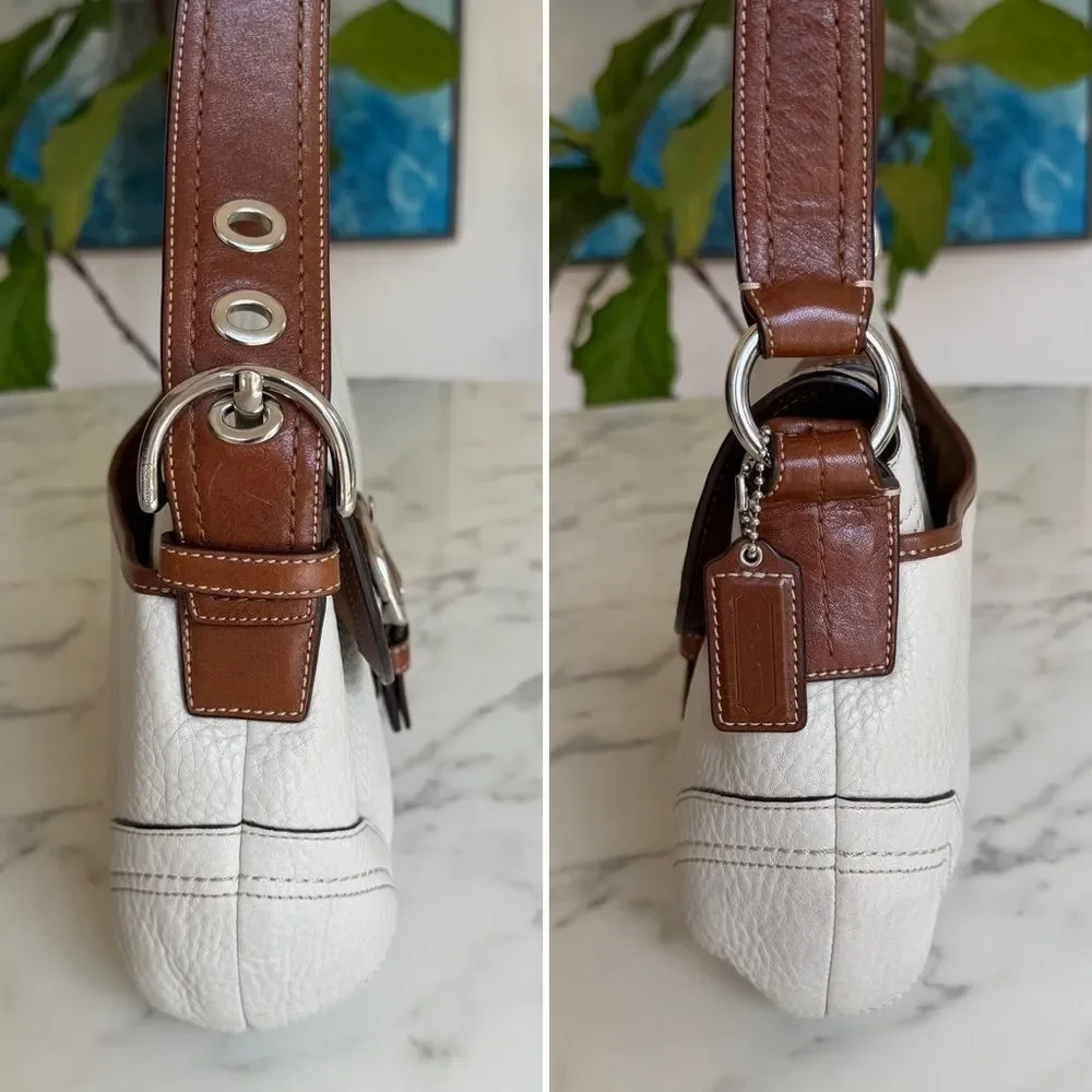 COACH Y2K Vintage Soho Medium Buckle Leather Shoulder Bag F12301 Cream Brown